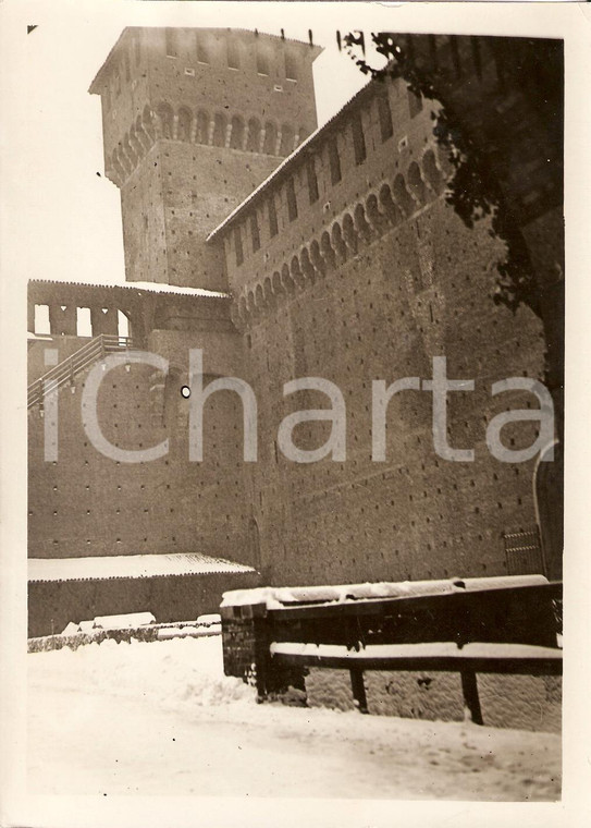 1938 MILANO La grande nevicata al CASTELLO SFORZESCO *Fotografia 13x18 cm