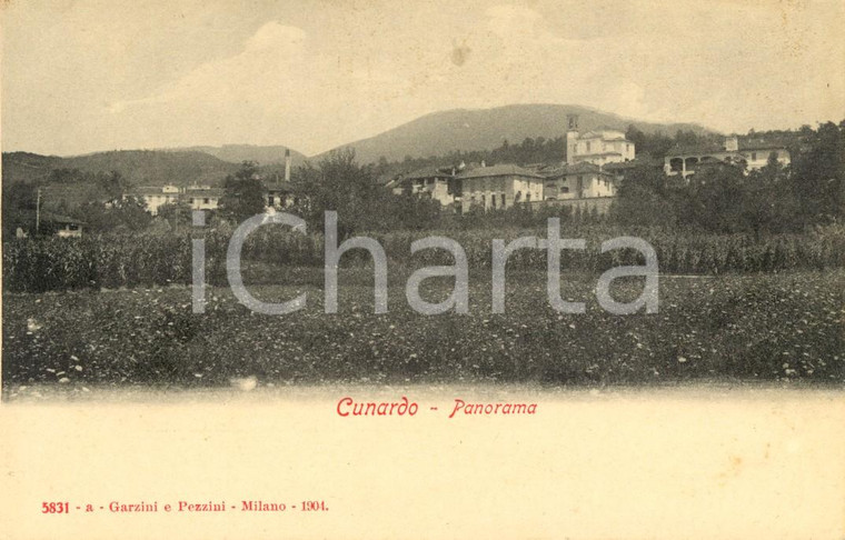 1900 ca CUNARDO (VA) Panorama del paese e delle campagne *Cartolina FP NV