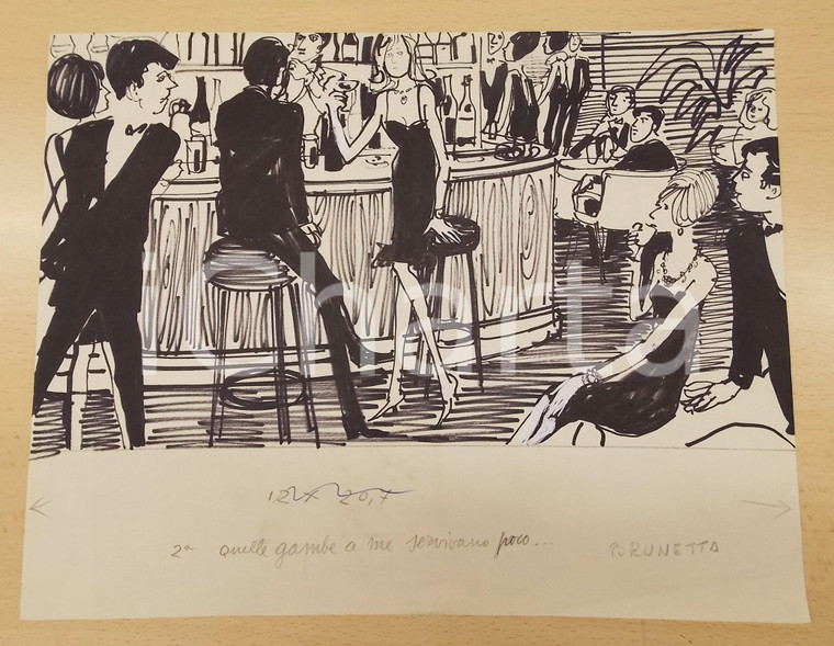 1960 ca BRUNETTA (Bruna MATELDI MORETTI) "Scena al bar" - Disegno originale