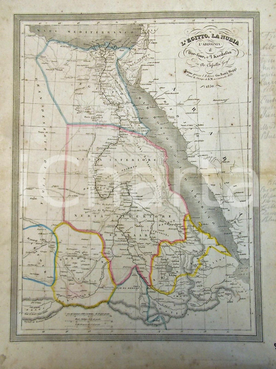 1865 ca TORINO Atlante universale - EGITTO, NUBIA, ABISSINIA *Ed. MAGGI