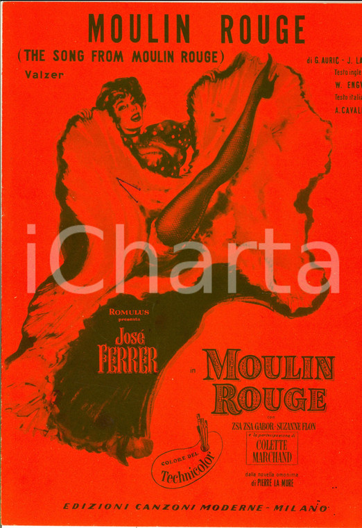 1953 G. AURIC - J. LARUE Moulin Rouge dal film con Zsa Zsa GABOR *Spartito