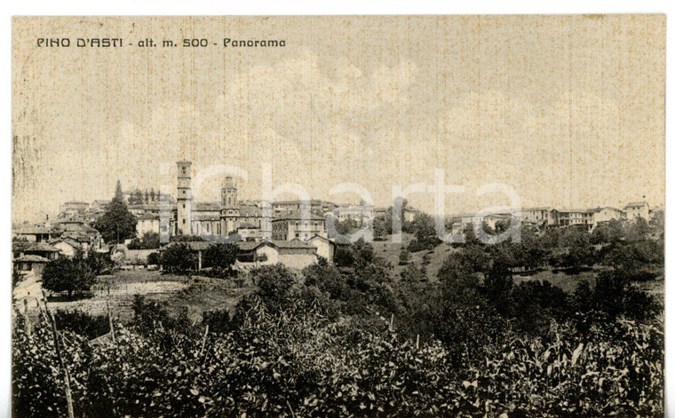 1945 ca PINO D'ASTI Panorama del paese *Cartolina VINTAGE - FP VG