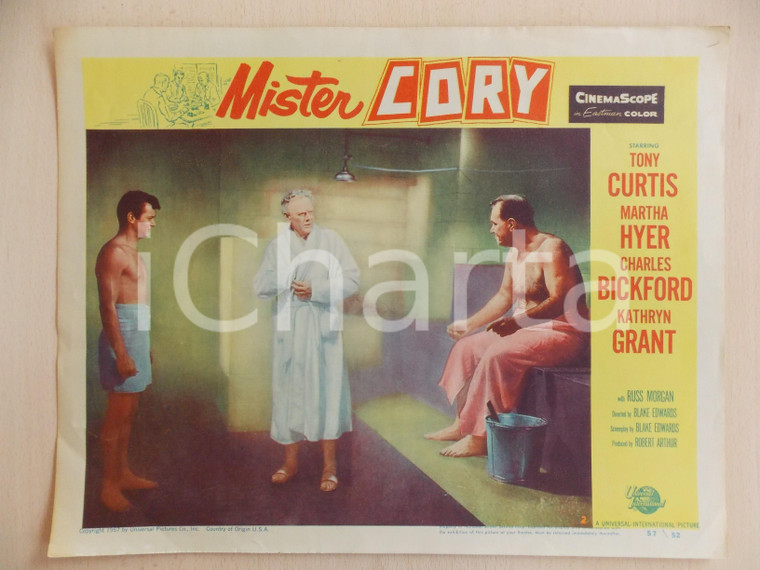 1957 MISTER CORY Sauna per Tony CURTIS Charles BICKFORD *Manifestino LOBBY CARD 
