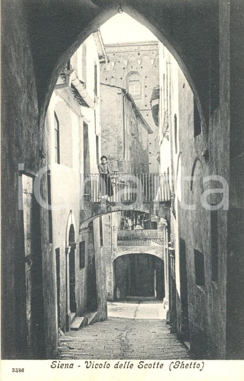 1930 ca SIENA Veduta del vicolo delle Scotte e Ghetto *Cartolina animata FP NV