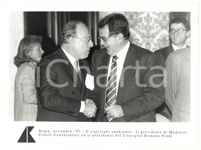 1997 ROMA Stretta di mano tra Fedele CONFALONIERI e Romano PRODI *Foto 24x17