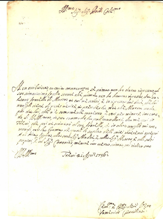 1756 TREVI (PG) Domenico CRISTALLINI è rimasto senza risposta *Lettera