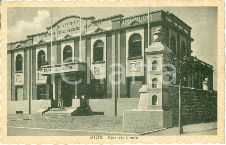 1942 MELZO (MI) La Casa del Littorio Cartolina ANIMATA FP NV
