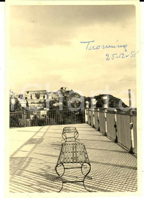 1956 TAORMINA (ME) Veduta panoramica da una terrazza *Foto VINTAGE 7x10 cm