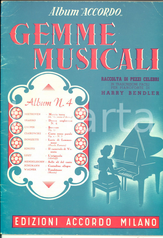 1952 GEMME MUSICALI Trascrizioni per pianoforte di Harry BENDLER n°4 *ACCORDO