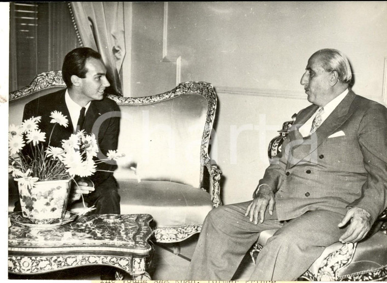 1959 DAMASCUS Prince Karim AGA KHAN with premier Shukri el KOUATLY *Photo 18x13