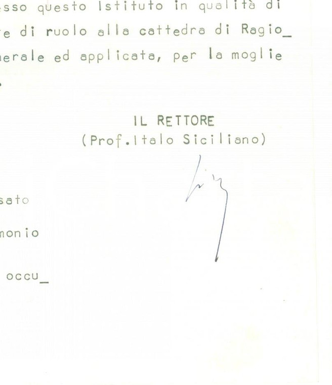 1965 VENEZIA Autografo francesista Italo SICILIANO Rettore *Documento