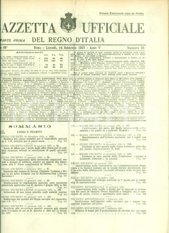 1927 GAZZETTA UFFICIALE DEL REGNO D'ITALIA Tariffe lavoratori porti di IMPERIA