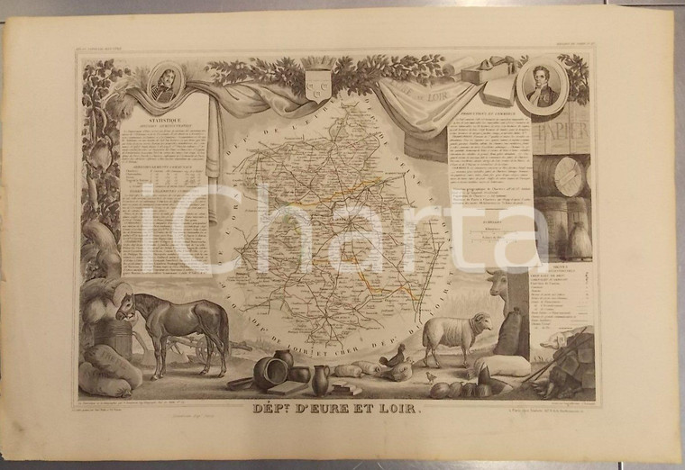1861 PARIS Atlas National de la France illustré Département d'EURE ET LOIR n° 27