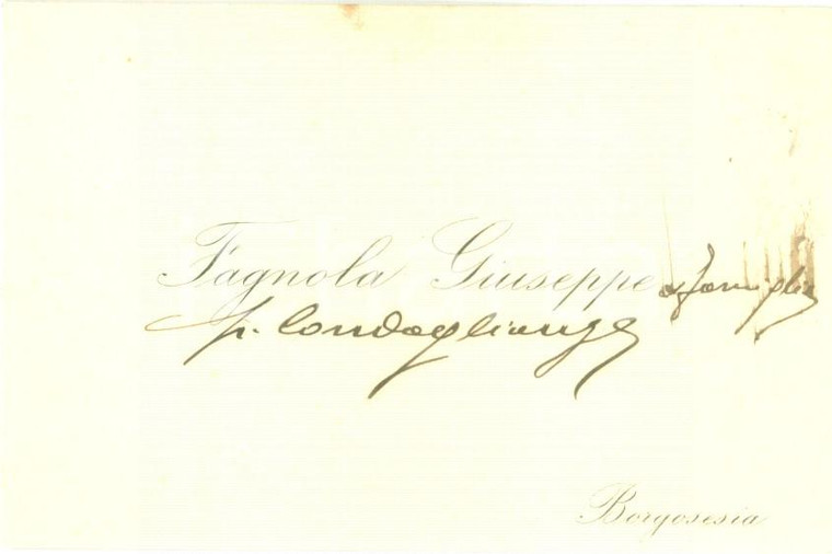 1930 ca BORGOSESIA (VC) Giuseppe FAGNOLA Biglietto per condoglianze