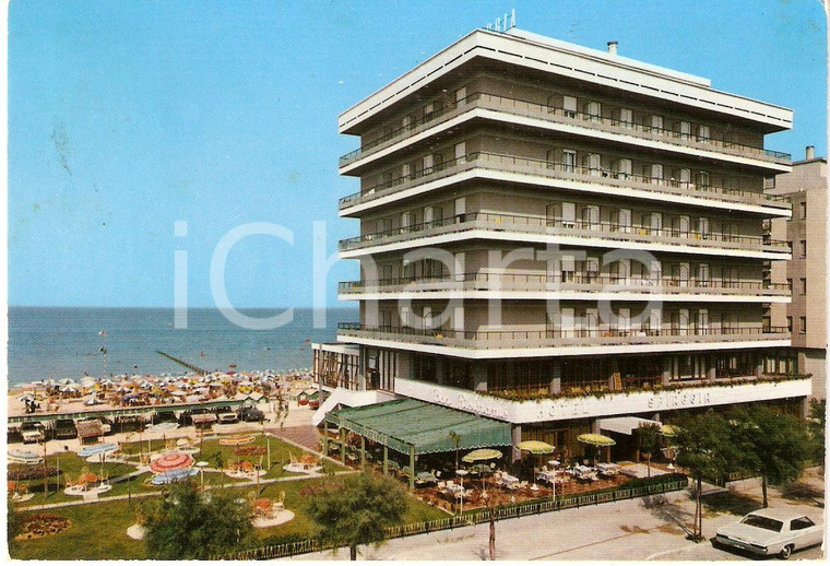 1970 PESARO Hotel SPIAGGIA Veduta panoramica VINTAGE *Cartolina FG VG