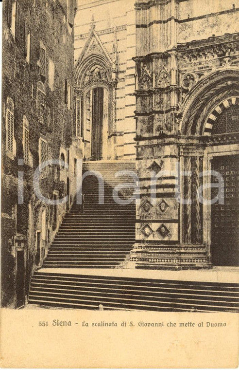 1919 SIENA La scalinata di SAN GIOVANNI per il DUOMO *Cartolina FP VG