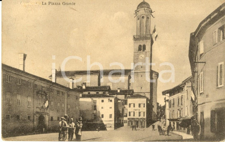 1917 WW1 CORMONS (GO) Piazza GRANDE con duomo di SANT'ADALBERTO *ANIMATA FP VG