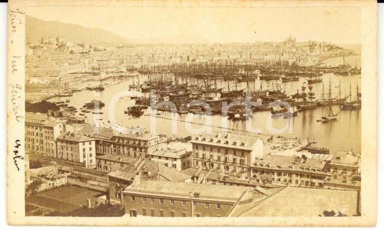 1875 GENOVA Veduta del porto con le navi *Foto Alfredo NOACK