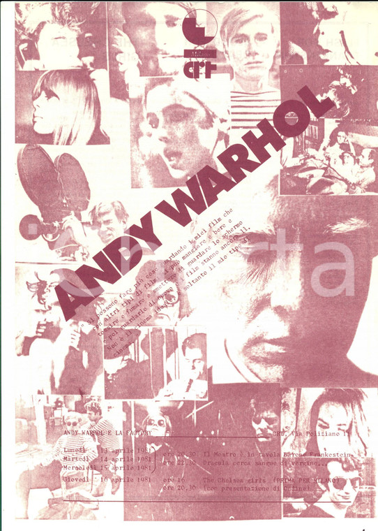 1981 MILANO CRT Andy WARHOL e la Factory  *Locandina 21x30 cm