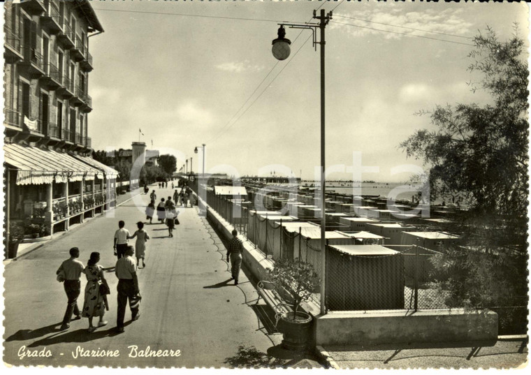 1955 ca GRADO (GO) Stazione balneare Panoramica Animata *Cartolina FG VG