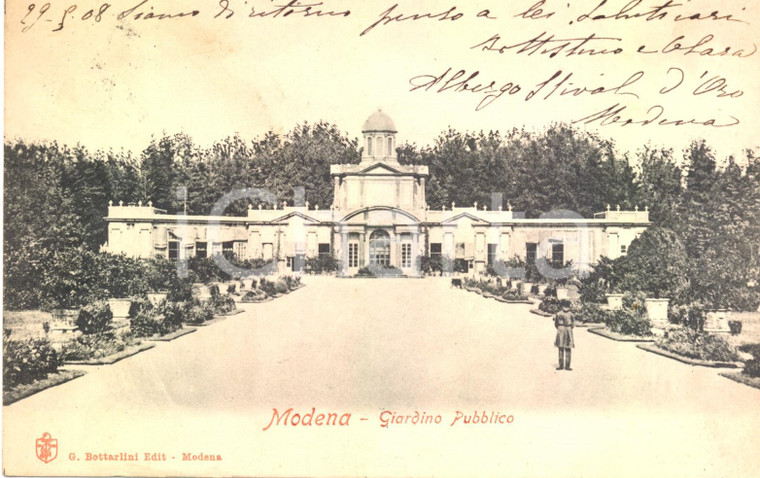 1908 MODENA Giardino Pubblico Parco Ducale Estense *Cartolina ANIMATA FP VG