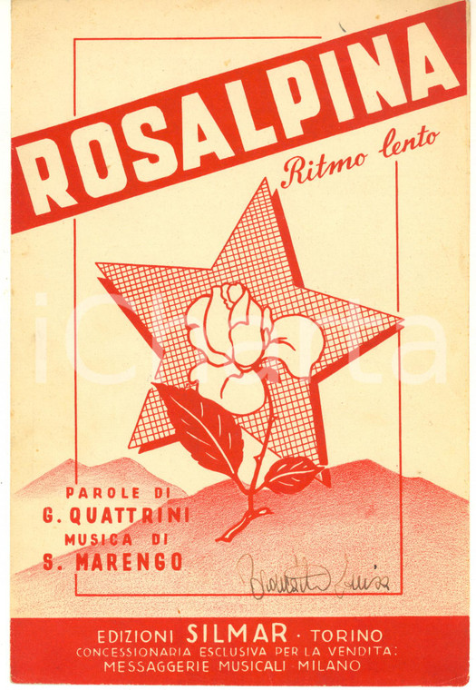 1943 Spartito ROSALPINA Parole QUATTRINI Musica MARENGO