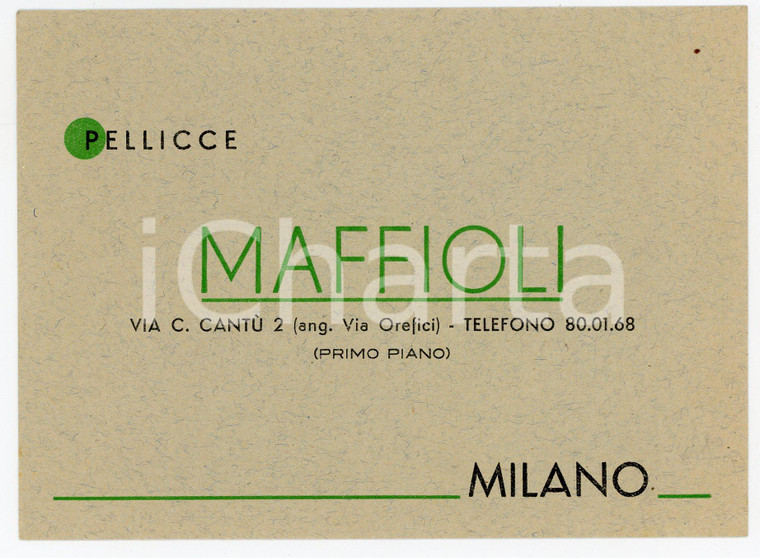 1950 Milano - Pellicce MAFFIOLI, reclame d'epoca