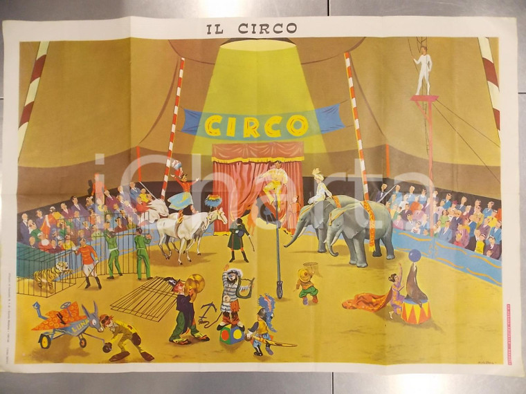 1967 IL CIRCO Manifesto per 'Scuola Materna' Ill. Aldo LA DUCA 54 x 80 cm