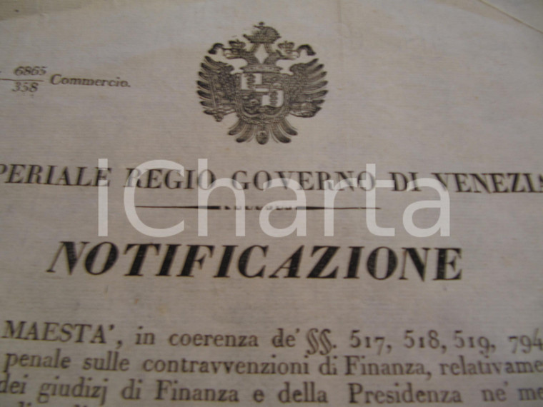 1836 VENEZIA Formazione Consigli Giudiziari di FINANZA Imperiale Regio Governo