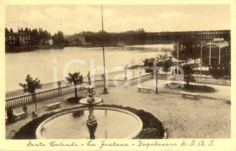 1935 SESTO CALENDE (VA) Fontana e ponte sul TICINO - Circolo Dopolavoro SIAI *VG