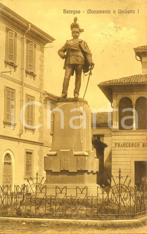 1916 SEREGNO (MB) Monumento a UMBERTO I *Cartolina postale FP VG