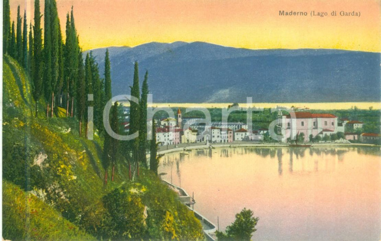 1930 ca TOSCOLANO-MADERNO (BS) Panorama con Lago di GARDA *Cartolina FP NV