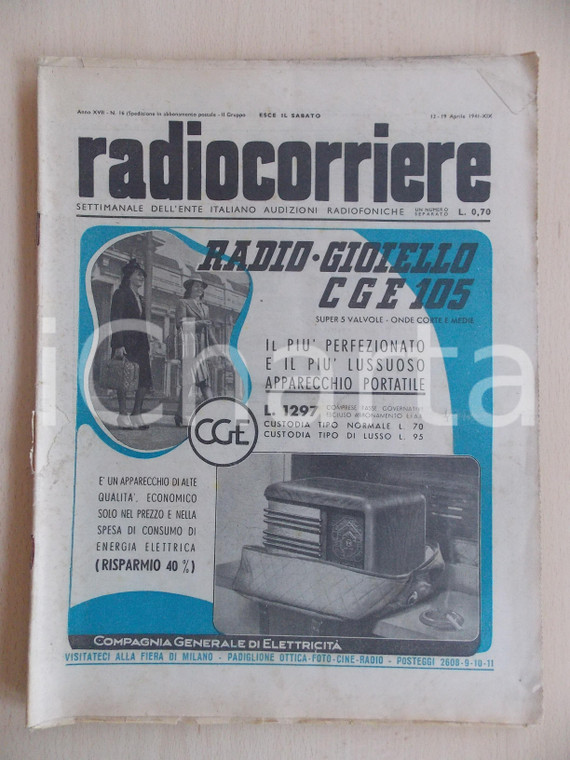 1941 RADIOCORRIERE EIAR Il tradimento jugoslavo Radiogioiello CGE 105 *Rivista