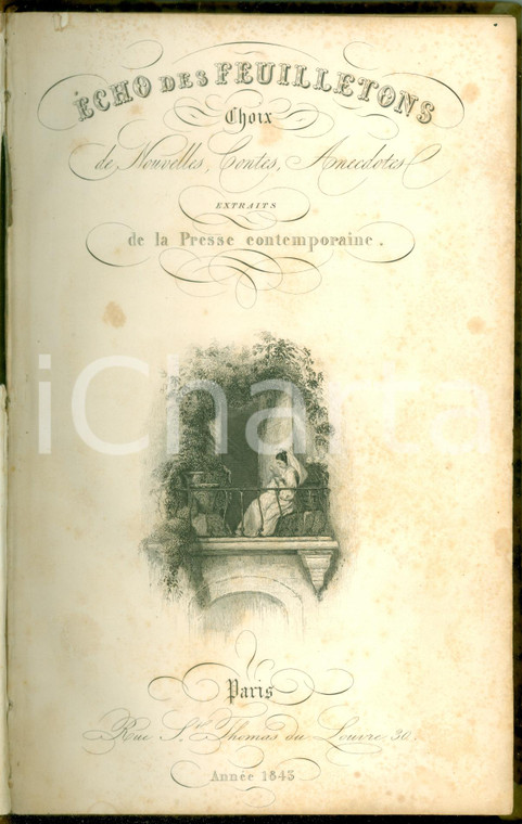 1843 Jean-Baptiste FELLENS L'écho des feuilletons Alexandre DUMAS DE LAVERGNE