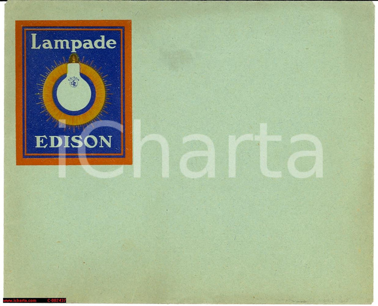 1930 ca LAMPADE EDISON - Busta PUBBLICITARIA vuota