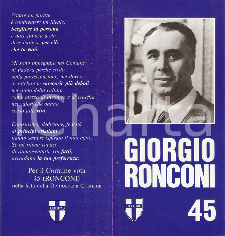 1985 PADOVA Giorgio RONCONI Candidato DC Elezioni amministrative *Pieghevole