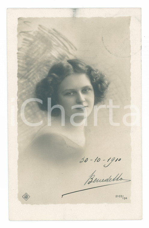 1910 COSTUME Ritratto di giovane donna *Cartolina VINTAGE ing. BONELLI