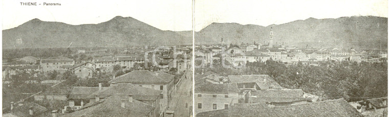 1918 THIENE (VI) Veduta panoramica del paese *Cartolina Doppia FP NV