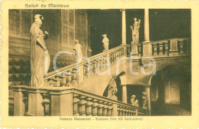 1924 MANTOVA Scalone centrale Palazzo MASSARANI *Cartolina FP VG