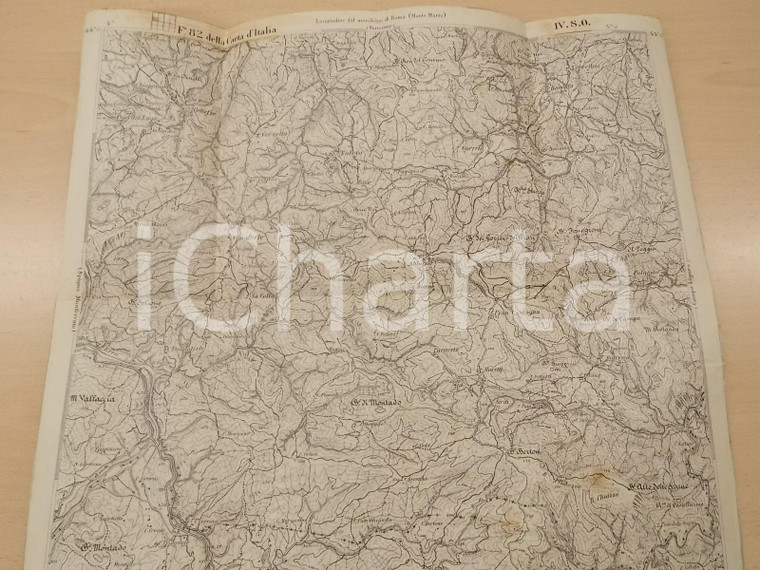 1920 ca Istituto Geografico Militare CARTA D'ITALIA - BANDITA *Mappa 40x38 cm