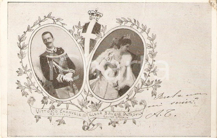 1901 SAVOIA Vittorio Emanuele II e Elena Savoia Petrovich *Cartolina FP VG