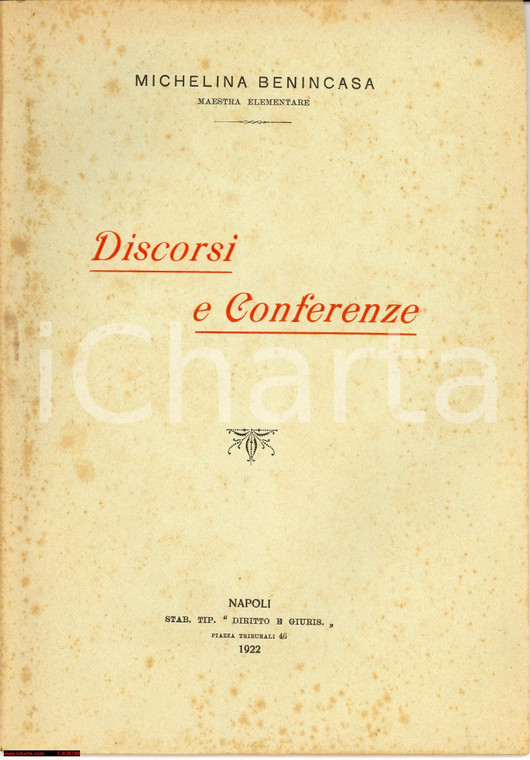 1922 Michelina Benincasa: Discorsi Conferenze (NA)