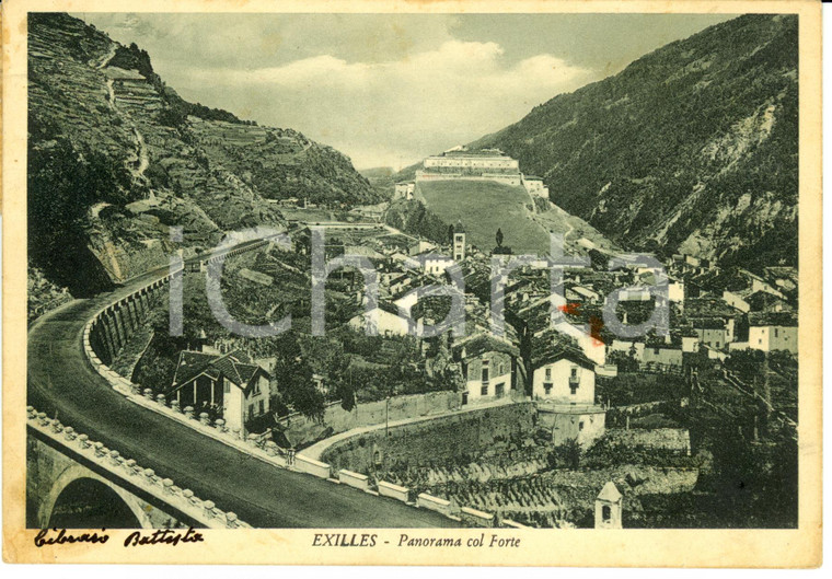 1945 ca EXILLES (TO) Scorcio panoramico con FORTE sullo sfondo *Cartolina FG VG