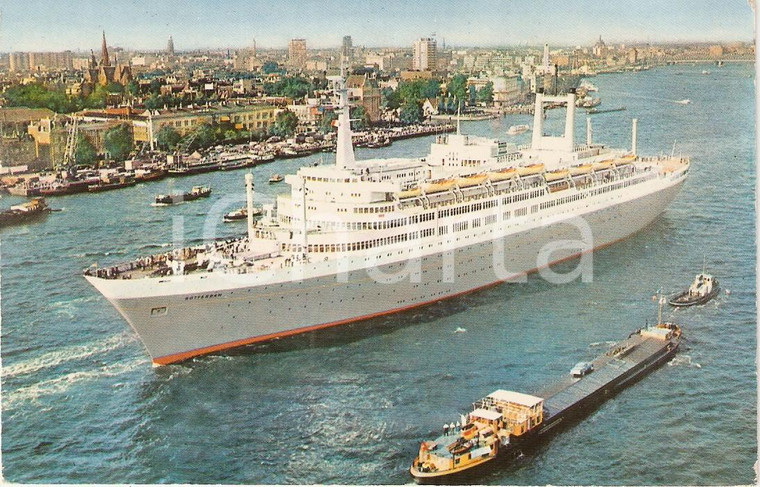 1961 MARINA MERCANTILE Partenza del transatlantico ROTTERDAM *Cartolina FP VG