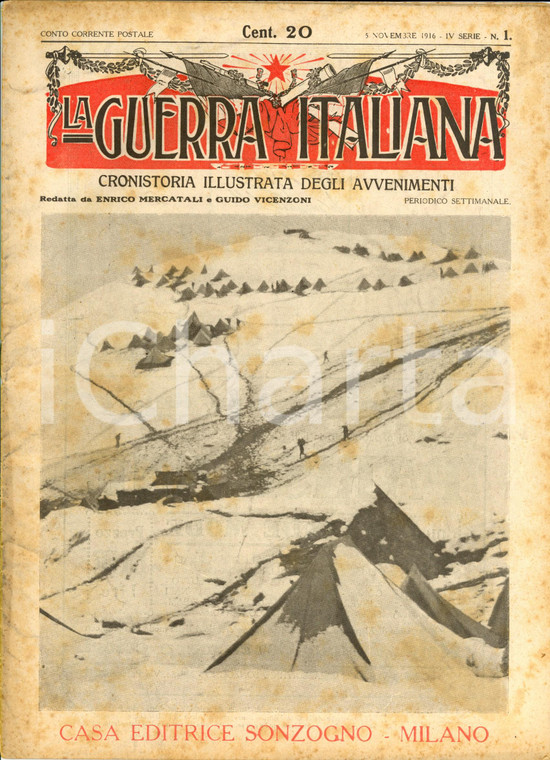 1916 WW1 LA GUERRA ITALIANA SONZOGNO Diciotto mesi di guerra *IV serie n. 1