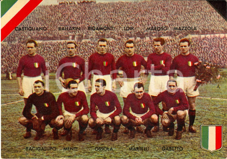 1950 GRANDE TORINO 1945-1950 Campione d'Italia Cartolina commemorativa