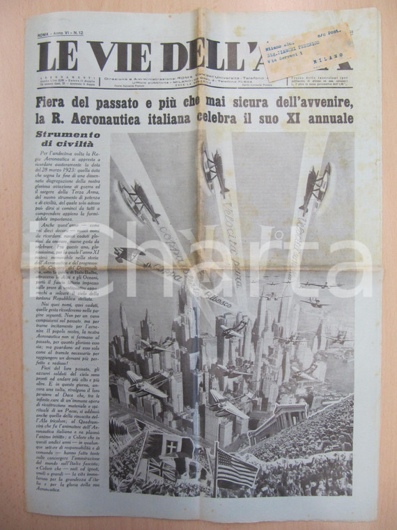 1934 LE VIE DELL'ARIA Undicesimo anniversario AERONAUTICA Numero speciale