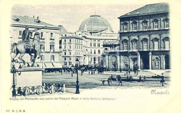 1900 ca NAPOLI Piazza PLEBISCITO verso Galleria UMBERTO I *Cartolina  FP NV