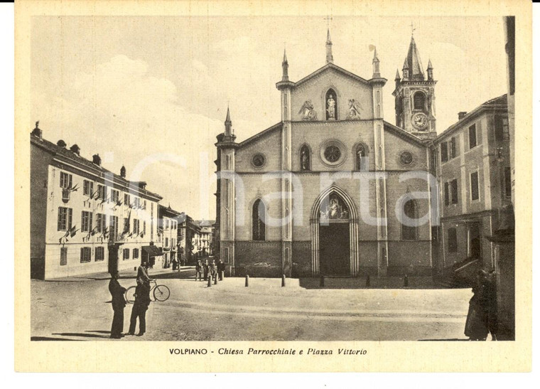 1940 ca VOLPIANO Chiesa Parrocchiale e Piazza Vittorio *Cartolina FG NV