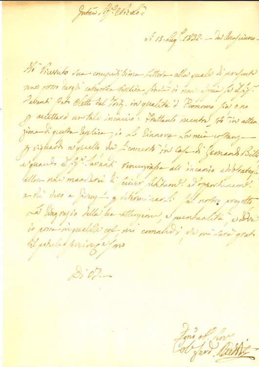 1832 ANASCIANO (AR) Ferdinando REDDITI su incarico a un nuovo economo *Autografo